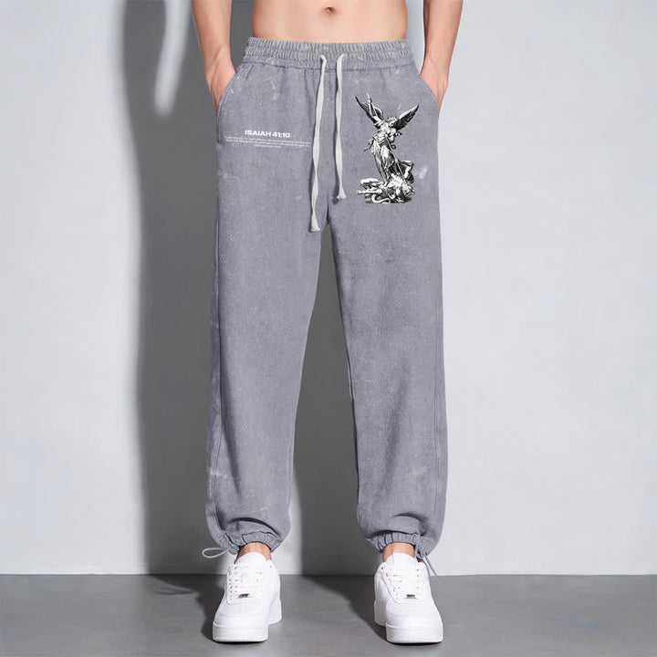 Christianartworkshop Archangel Michael Isaiah 41:10 Statement Washed Sweatpants - image 3
