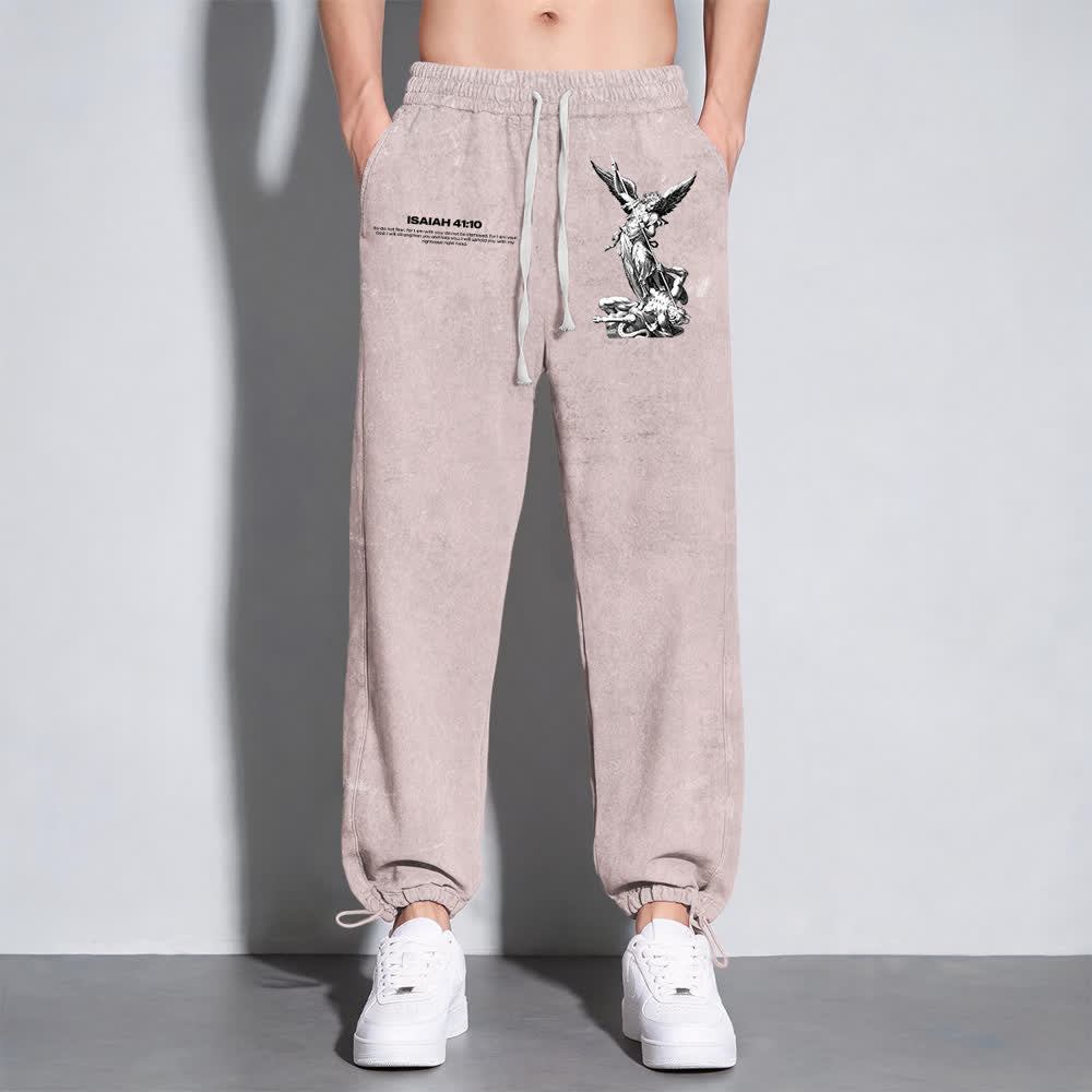 Christianartworkshop Archangel Michael Isaiah 41:10 Statement Washed Sweatpants - image 23