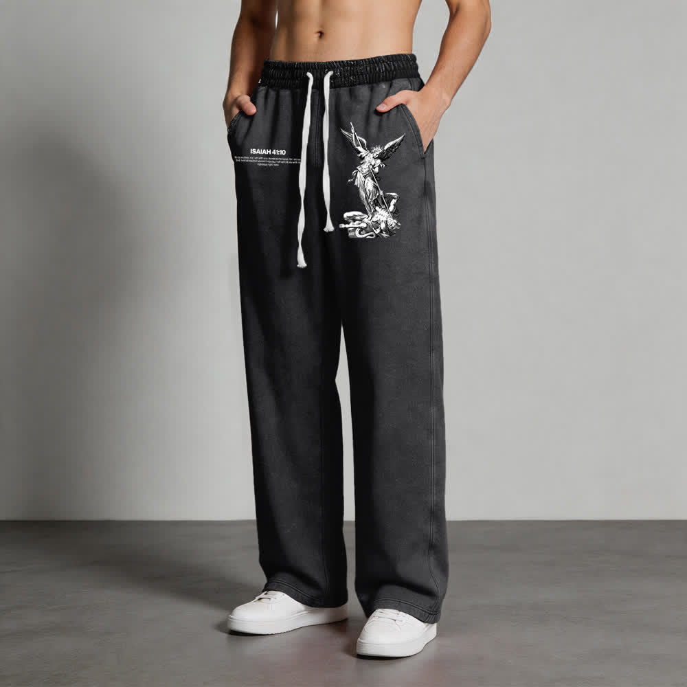 Christianartworkshop Archangel Michael Isaiah 41:10 Statement Washed Sweatpants - image 10