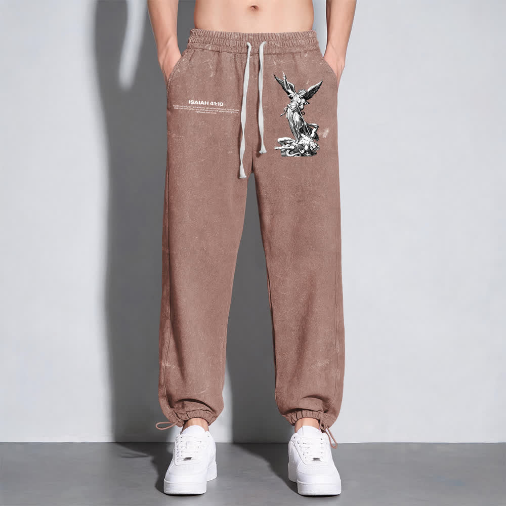 Christianartworkshop Archangel Michael Isaiah 41:10 Statement Washed Sweatpants - image 15