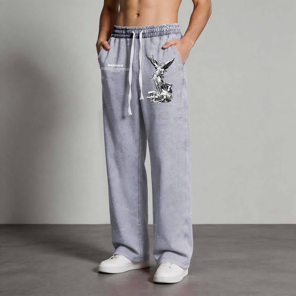 Christianartworkshop Archangel Michael Isaiah 41:10 Statement Washed Sweatpants - image 2