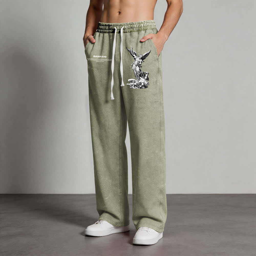 Christianartworkshop Archangel Michael Isaiah 41:10 Statement Washed Sweatpants - image 6