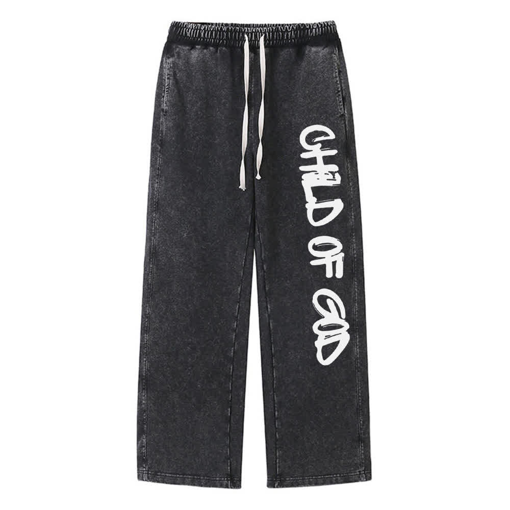 Christianartworkshop Graffiti Child Of God Statement Washed Sweatpants - Black - XL - image 0