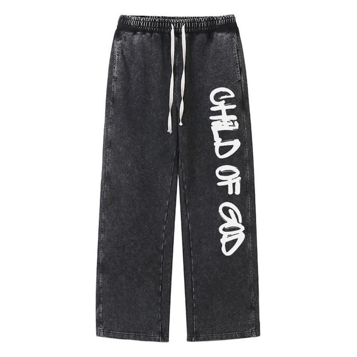 Christianartworkshop Graffiti Child Of God Statement Washed Sweatpants - Black - XL - image 0