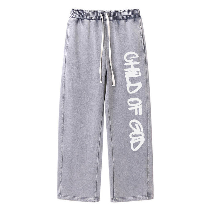 Christianartworkshop Graffiti Child Of God Statement Washed Sweatpants - Grey - XL - image 4