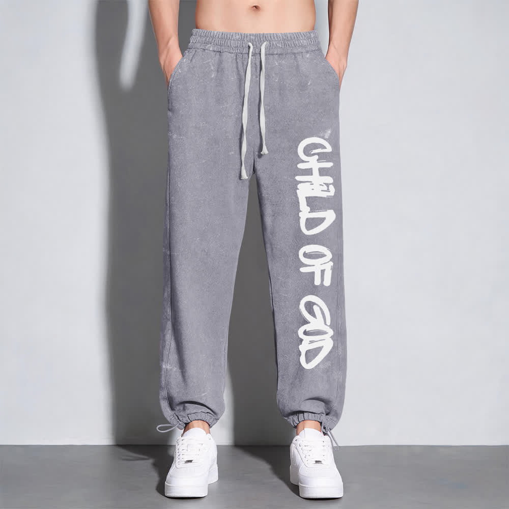 Christianartworkshop Graffiti Child Of God Statement Washed Sweatpants - image 7