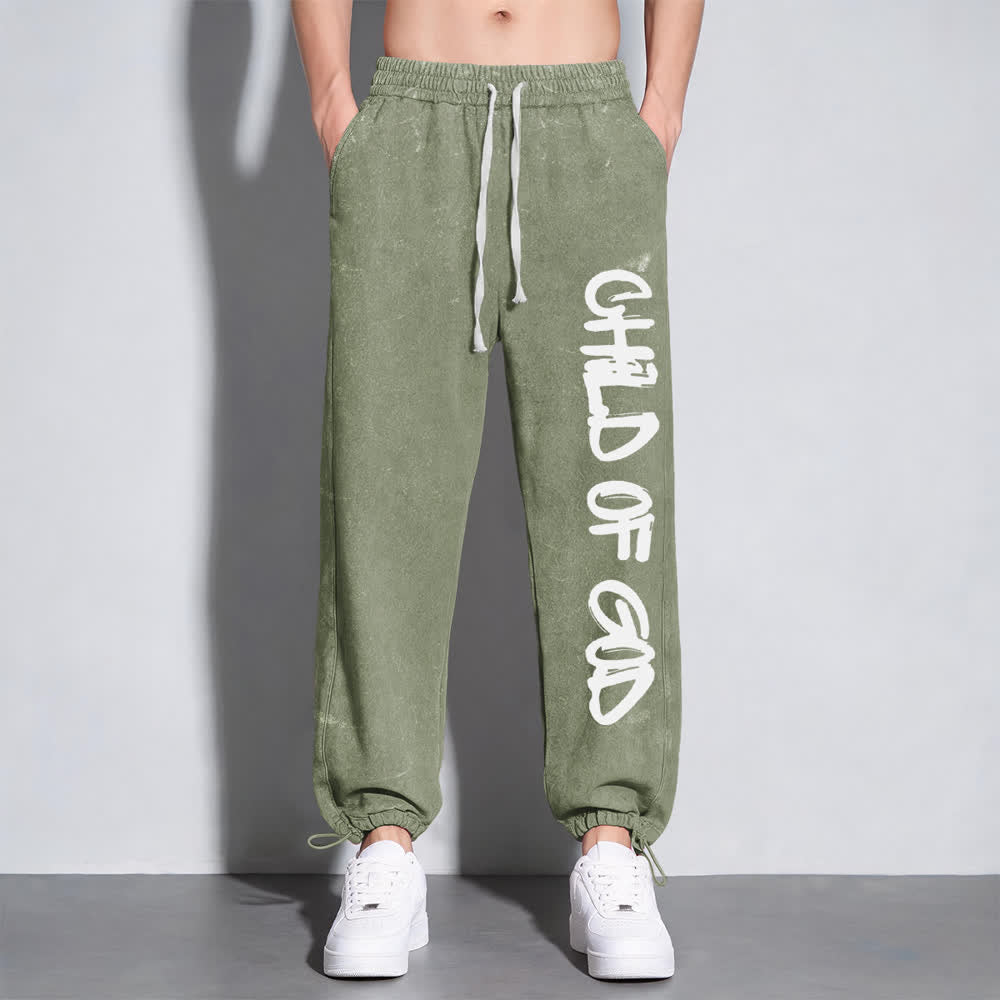 Christianartworkshop Graffiti Child Of God Statement Washed Sweatpants - image 11