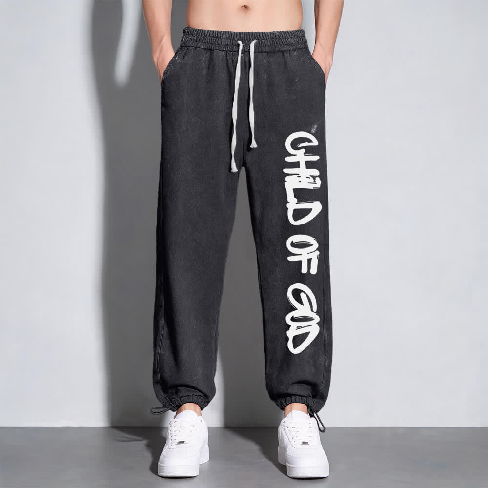 Christianartworkshop Graffiti Child Of God Statement Washed Sweatpants - image 3