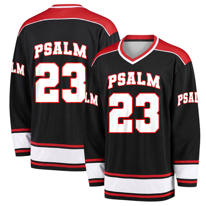 Christianartworkshop PSALM 23 Faith-Inspired Long Sleeve Hockey Jersey - 5XL - image 0