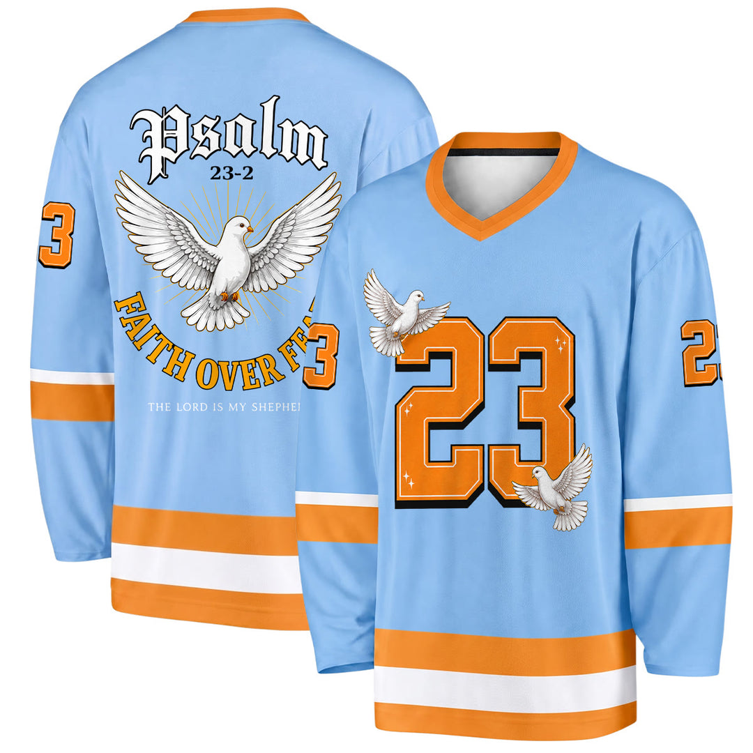 Christianartworkshop Faith Over Fear Psalm 23 Long Sleeve Hockey Jersey - 5XL - image 0