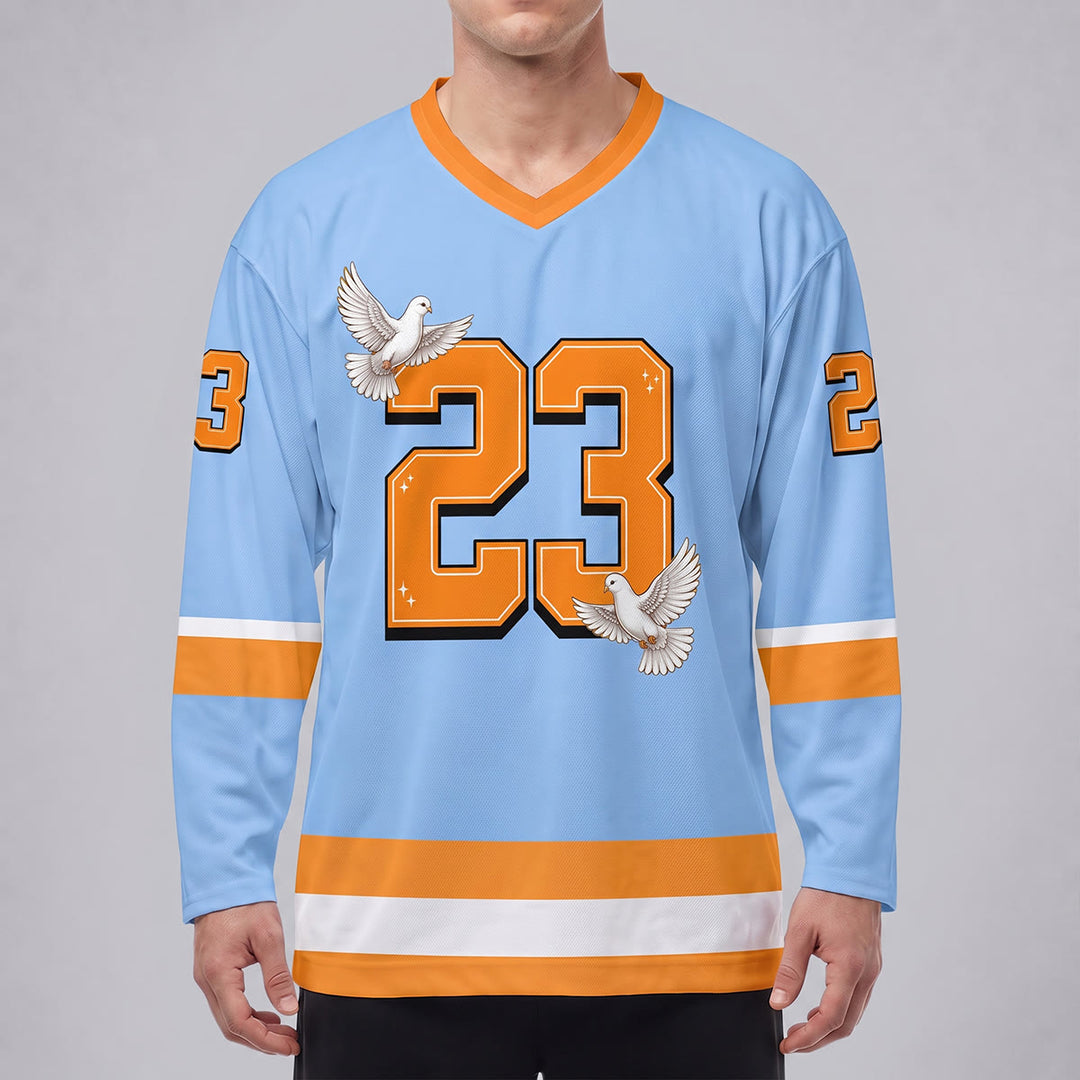 Christianartworkshop Faith Over Fear Psalm 23 Long Sleeve Hockey Jersey - image 3
