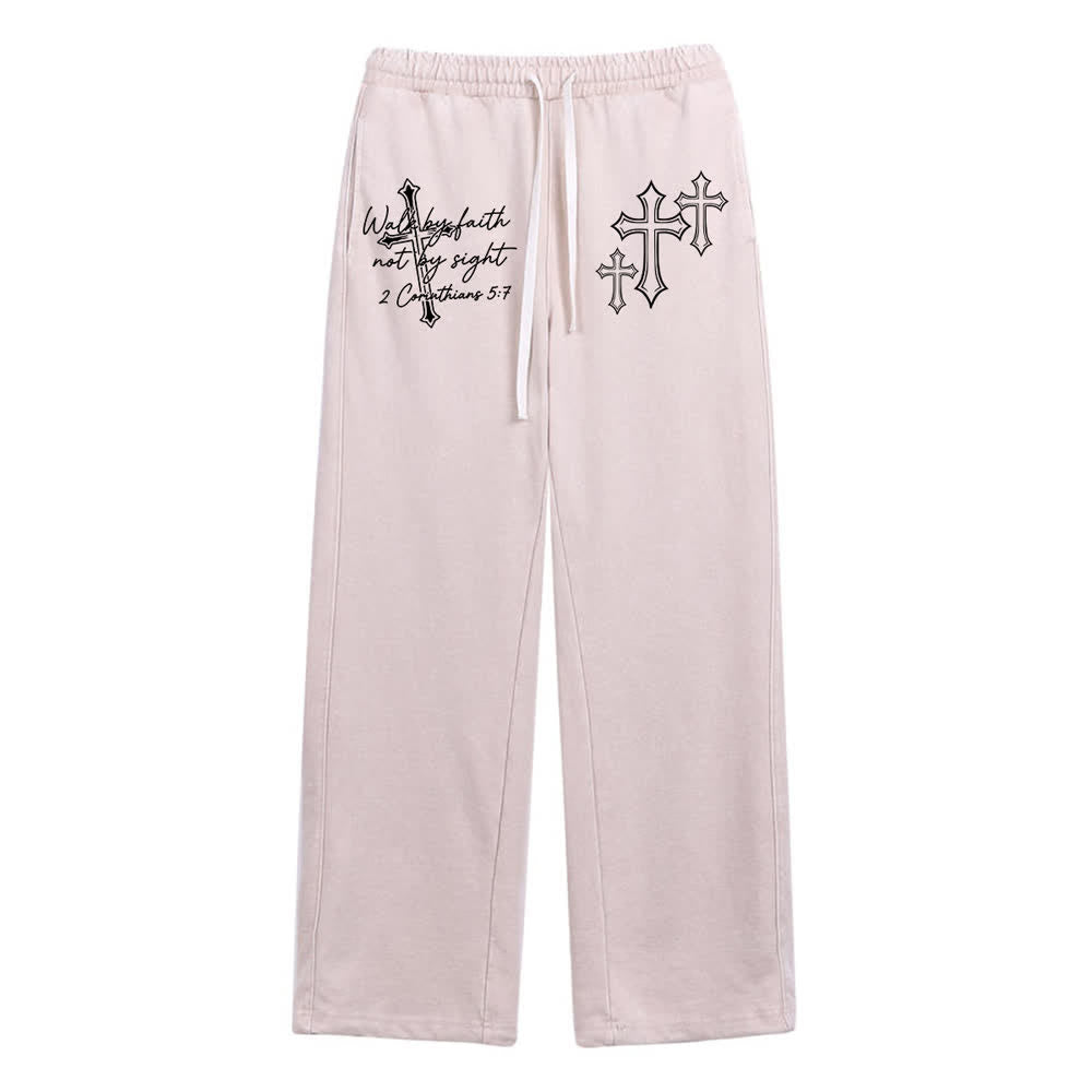 Christianartworkshop Scripture Walk By Faith Ornate Cross Statement Washed Sweatpants - Apricot - XL - image 20