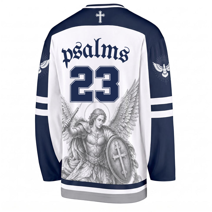 Christianartworkshop Psalm 23 St. Michael Faith Warrior Long Sleeve Hockey Jersey - image 2