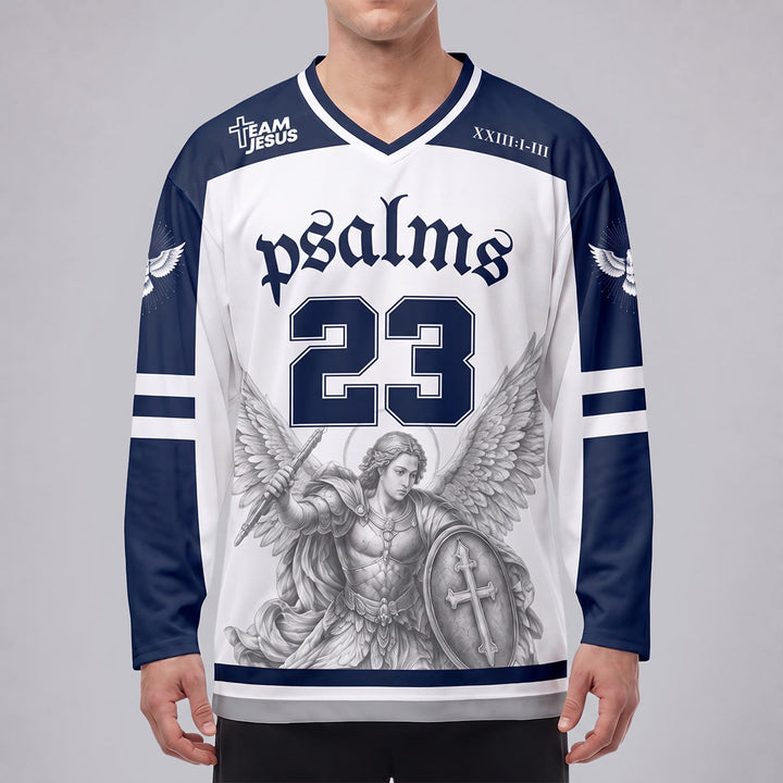 Christianartworkshop Psalm 23 St. Michael Faith Warrior Long Sleeve Hockey Jersey - image 3