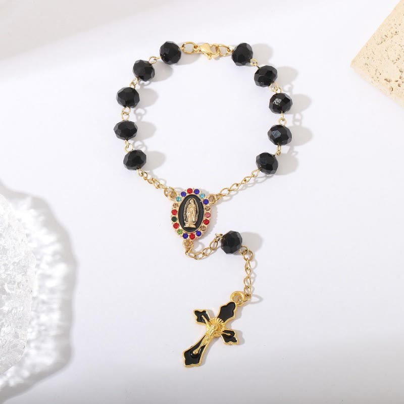 Christianartworkshop Elegant Enamel Medallion Crucifix Car Rosary: Emblem of Peace‑Filled Sacred Comfort - image 4