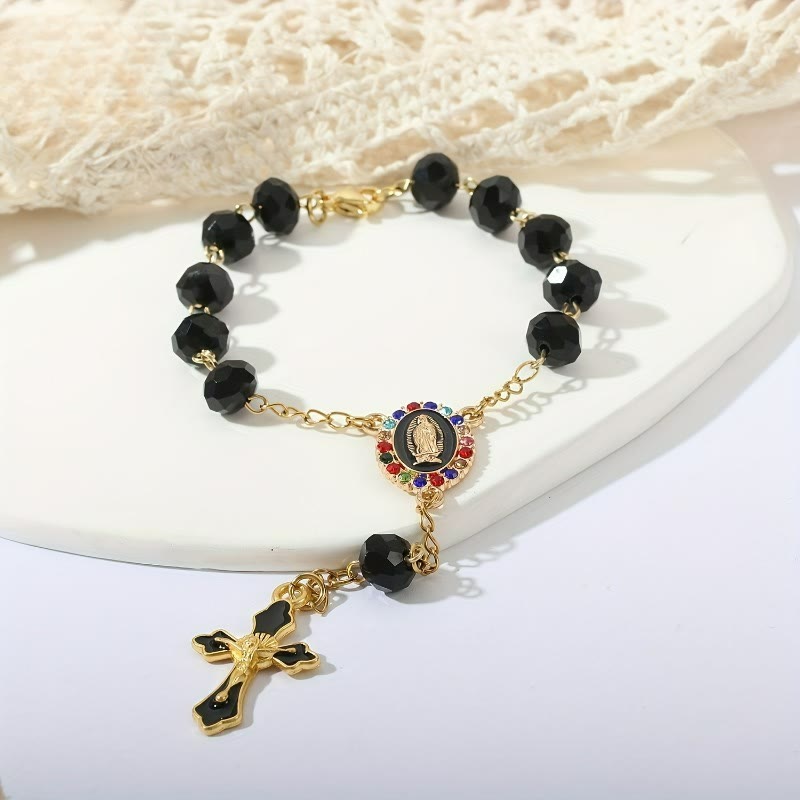 Christianartworkshop Elegant Enamel Medallion Crucifix Car Rosary: Emblem of Peace‑Filled Sacred Comfort - image 5