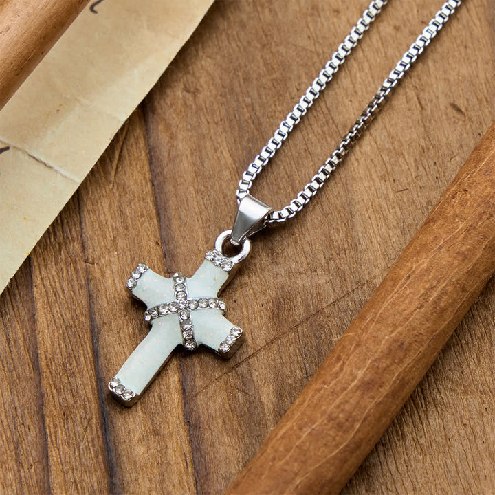 Christianartworkshop Layered Cross Pendant Paved Zircon Thin Cable Chain Necklace: A Symbol of Pure Faith - Silver - image 3
