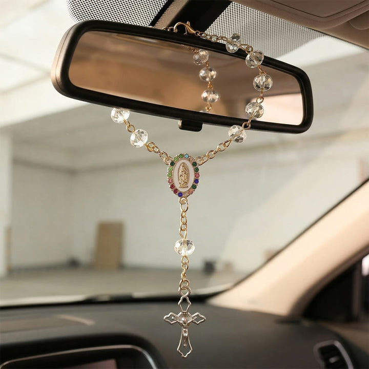 Christianartworkshop Elegant Enamel Medallion Crucifix Car Rosary: Emblem of Peace‑Filled Sacred Comfort - image 10