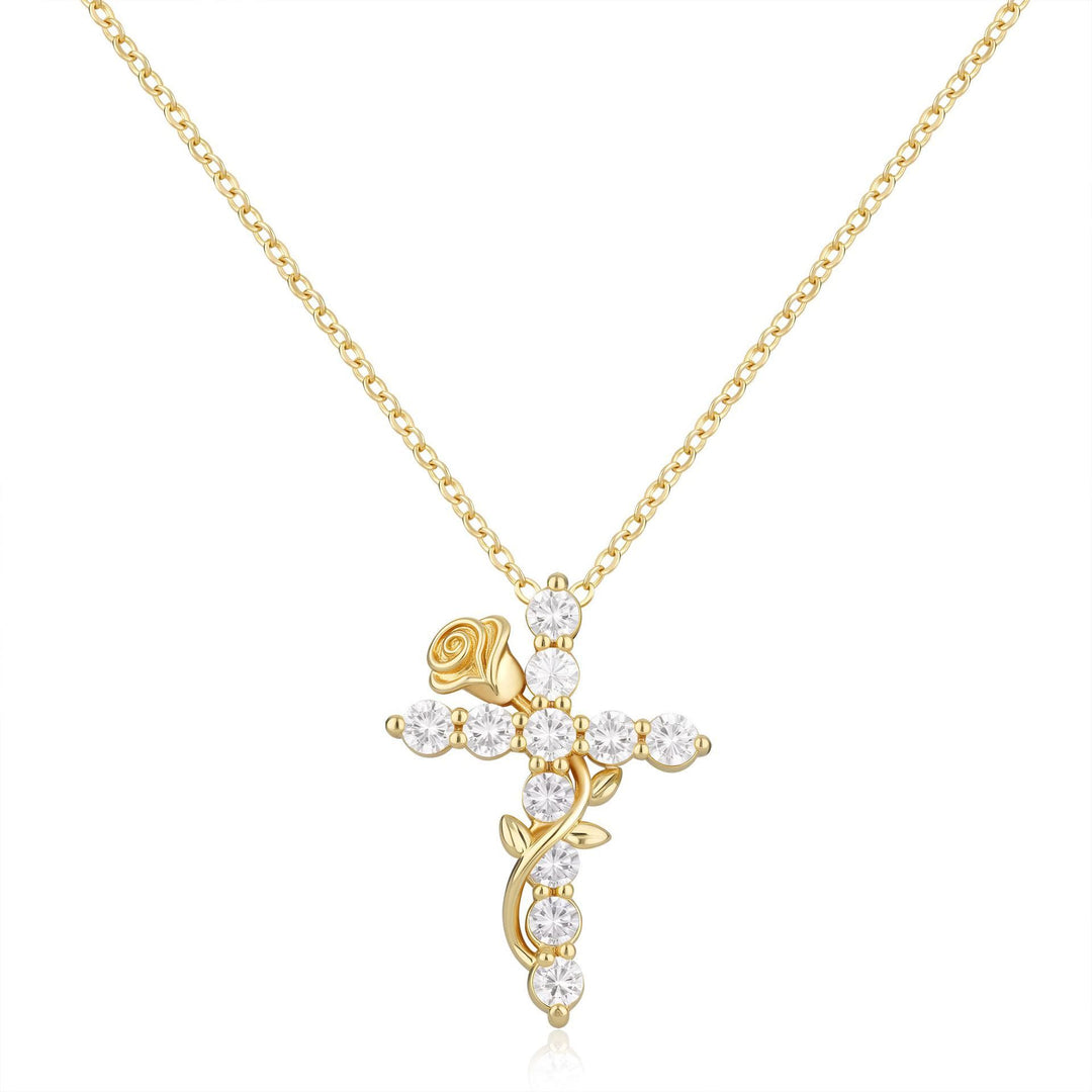 FREE Today: Crystal Rose Vine Cross Pendant Necklace: Token of Gentle Heavenly Mercy - image 0