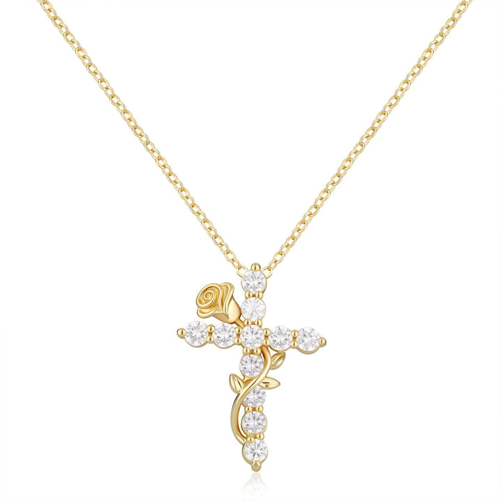 FREE Today: Crystal Rose Vine Cross Pendant Necklace: Token of Gentle Heavenly Mercy - image 0
