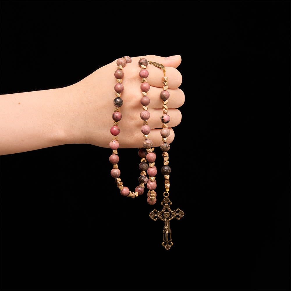 FREE Today: Miraculous Medal & Crucifix of 6 mm Round Multicolor Natural Black Line Rosary - image 7