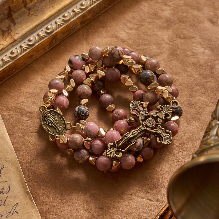 FREE Today: Miraculous Medal & Crucifix of 6 mm Round Multicolor Natural Black Line Rosary - image 6