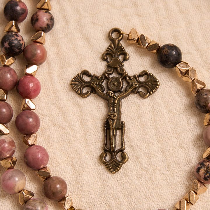 FREE Today: Miraculous Medal & Crucifix of 6 mm Round Multicolor Natural Black Line Rosary - image 4