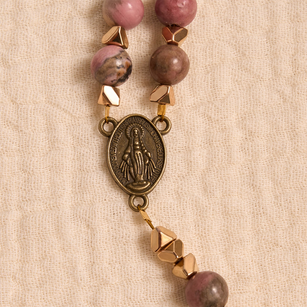 FREE Today: Miraculous Medal & Crucifix of 6 mm Round Multicolor Natural Black Line Rosary - image 5
