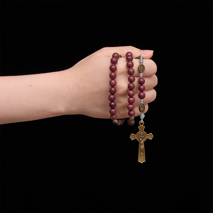 Christianartworkshop Purpleheart Wood Our Lady Rosary with Bronze Devotion - image 5