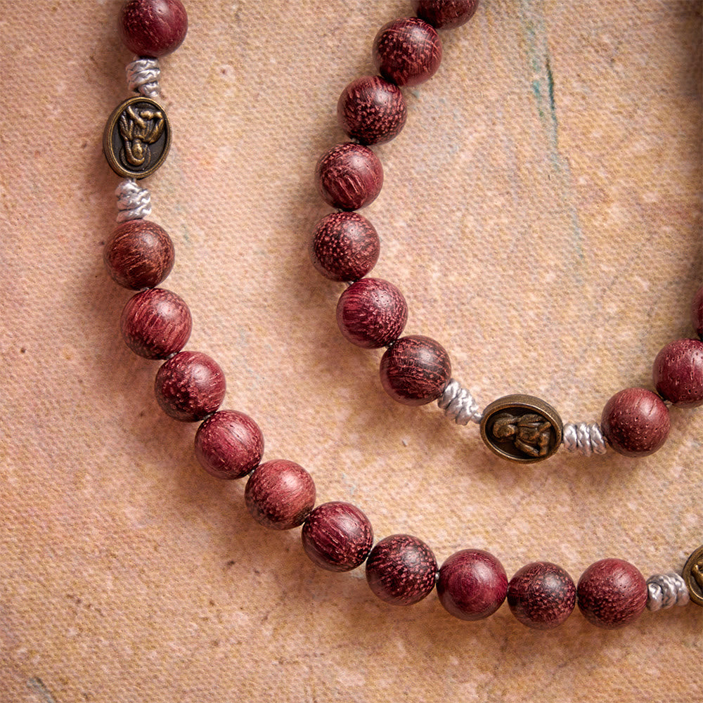 Christianartworkshop Purpleheart Wood Our Lady Rosary with Bronze Devotion - image 2