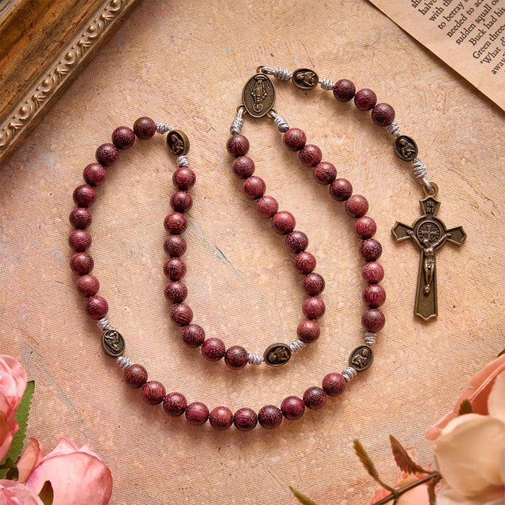 Christianartworkshop Purpleheart Wood Our Lady Rosary with Bronze Devotion - Our Lady & Crucifix - image 0