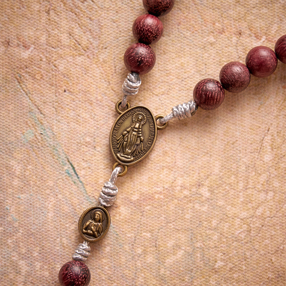 Christianartworkshop Purpleheart Wood Our Lady Rosary with Bronze Devotion - image 4