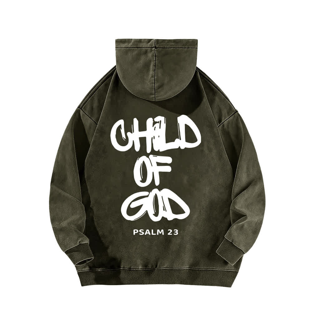 Christianartworkshop Inspirational Child Of God Psalm 23 Front & Back Print Fleece Washed Hoodie - image 7
