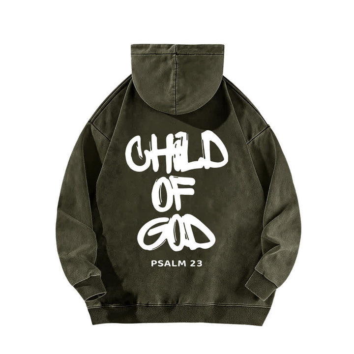 Christianartworkshop Inspirational Child Of God Psalm 23 Front & Back Print Fleece Washed Hoodie - image 7