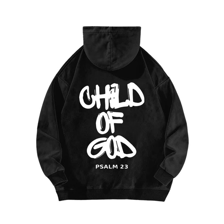 Christianartworkshop Inspirational Child Of God Psalm 23 Front & Back Print Fleece Washed Hoodie - image 4