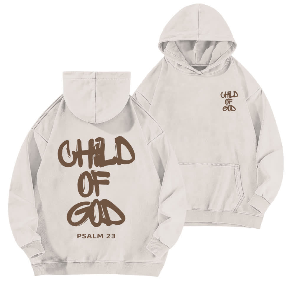 Christianartworkshop Inspirational Child Of God Psalm 23 Front & Back Print Fleece Washed Hoodie - White - 5XL - image 0