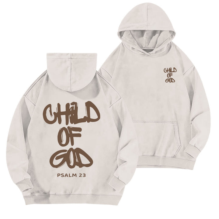 Christianartworkshop Inspirational Child Of God Psalm 23 Front & Back Print Fleece Washed Hoodie - White - 5XL - image 0