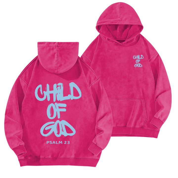 Christianartworkshop Inspirational Child Of God Psalm 23 Front & Back Print Fleece Washed Hoodie - Rose - 5XL - image 15