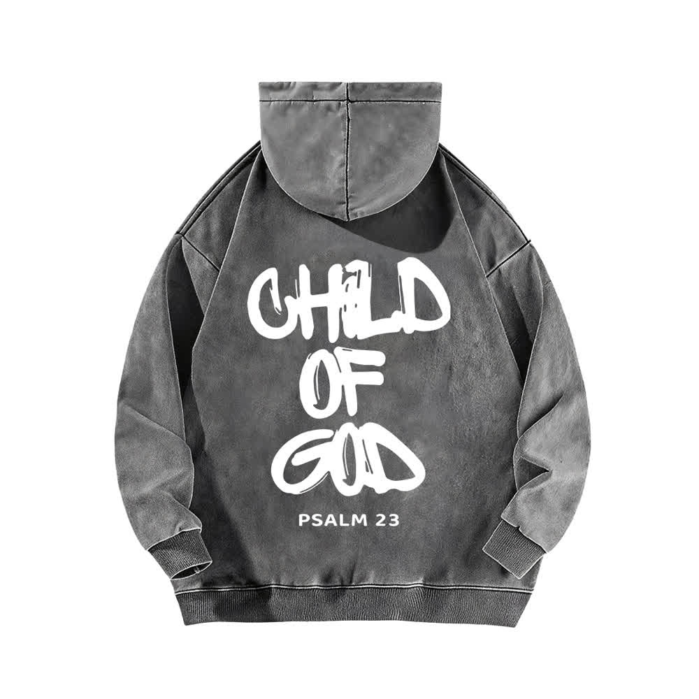 Christianartworkshop Inspirational Child Of God Psalm 23 Front & Back Print Fleece Washed Hoodie - image 13