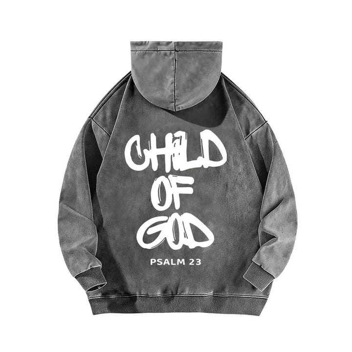 Christianartworkshop Inspirational Child Of God Psalm 23 Front & Back Print Fleece Washed Hoodie - image 13