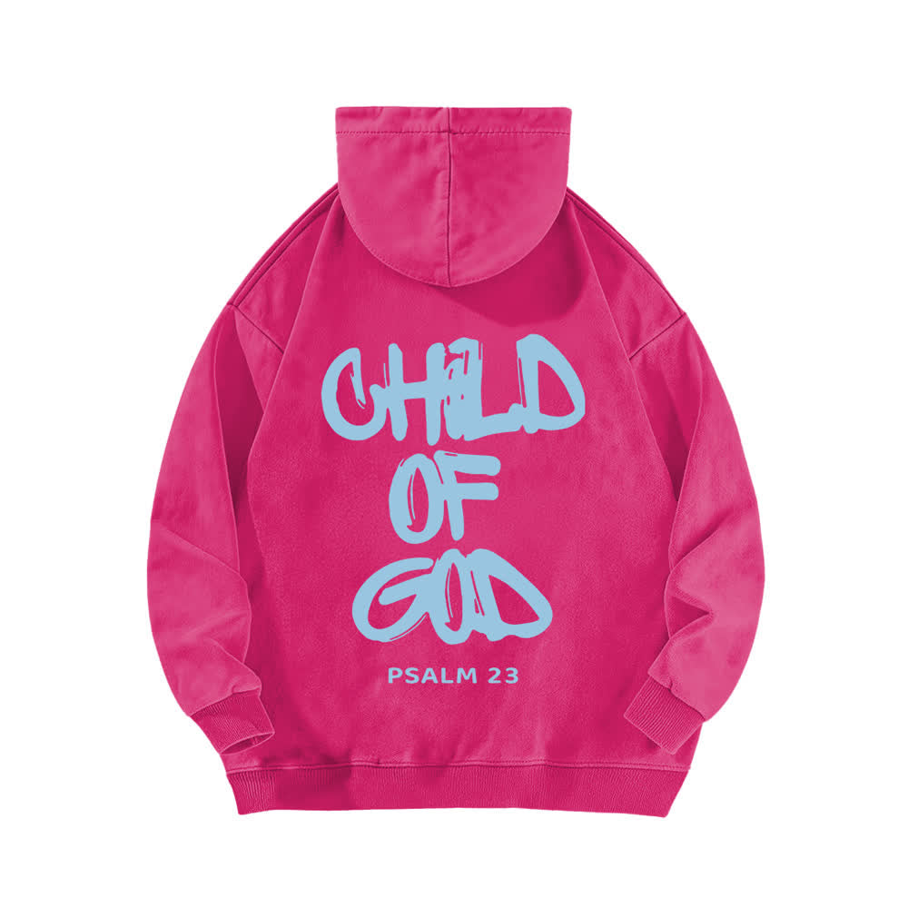 Christianartworkshop Inspirational Child Of God Psalm 23 Front & Back Print Fleece Washed Hoodie - image 16