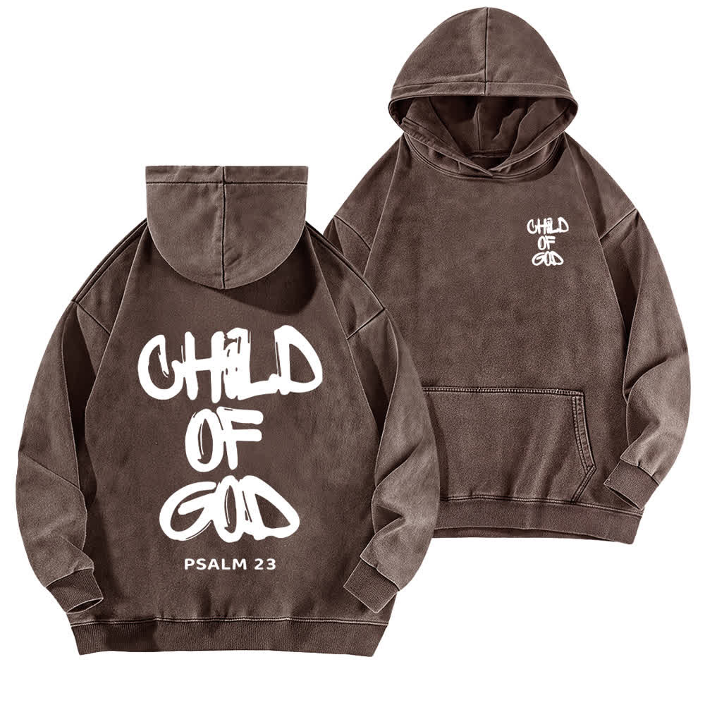 Christianartworkshop Inspirational Child Of God Psalm 23 Front & Back Print Fleece Washed Hoodie - Brown - 5XL - image 9