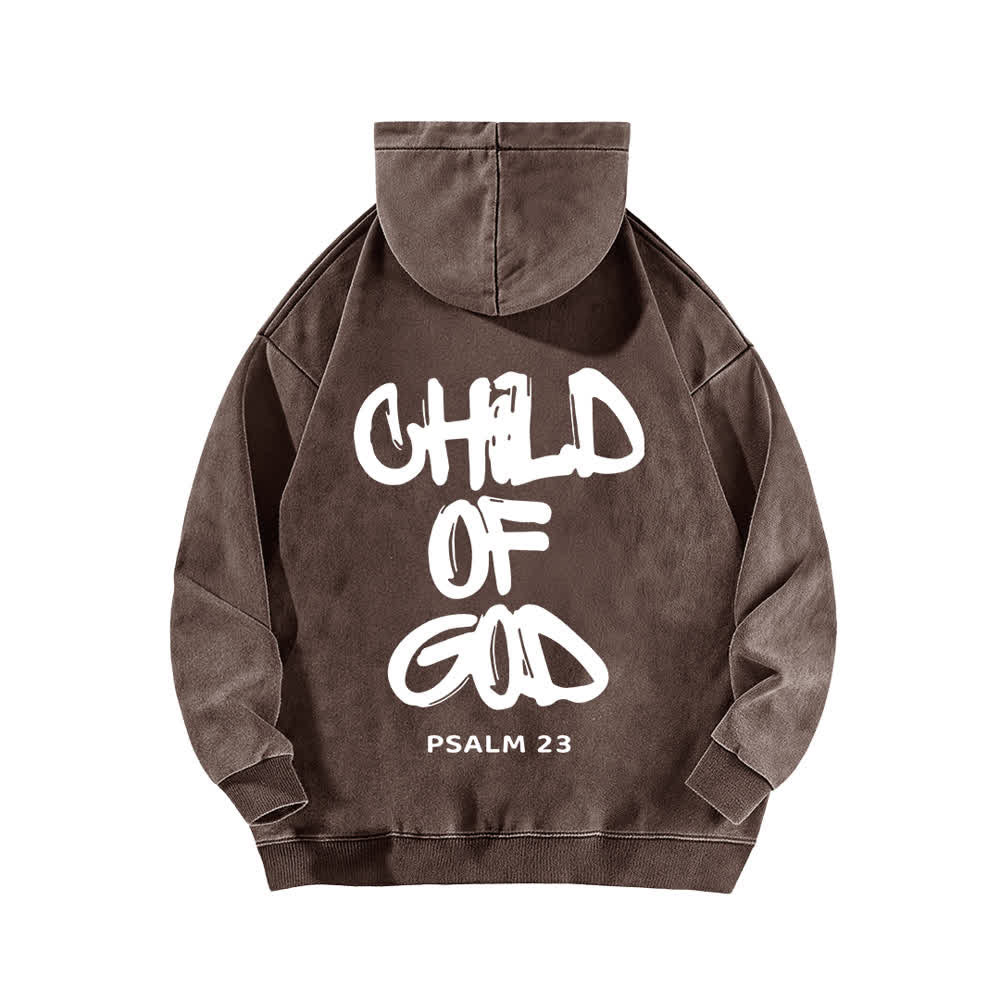Christianartworkshop Inspirational Child Of God Psalm 23 Front & Back Print Fleece Washed Hoodie - image 10