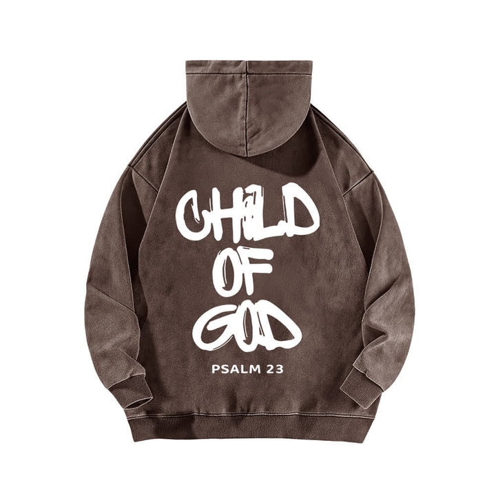 Christianartworkshop Inspirational Child Of God Psalm 23 Front & Back Print Fleece Washed Hoodie - image 10