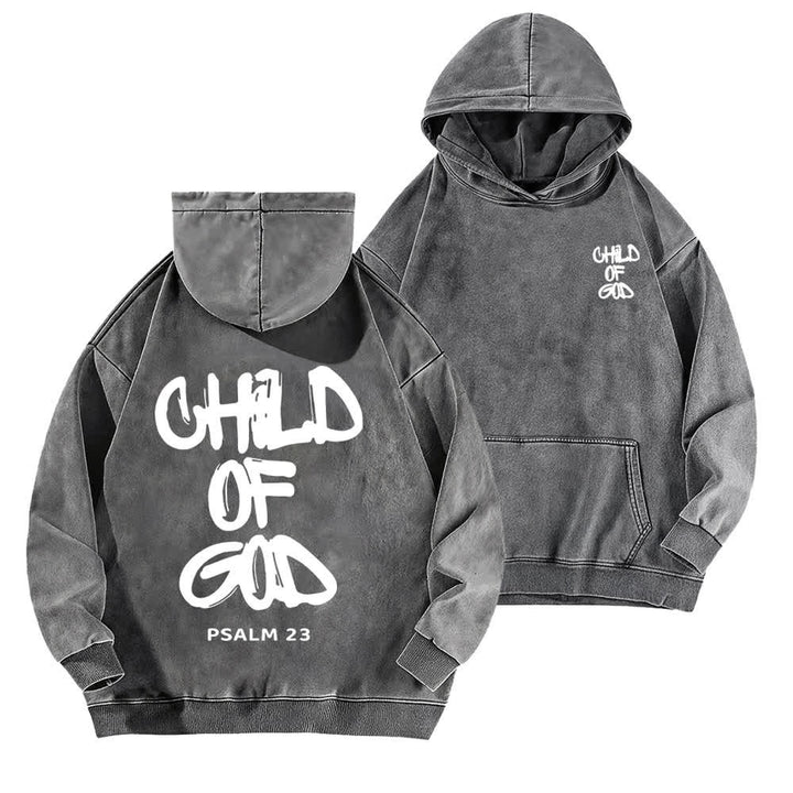 Christianartworkshop Inspirational Child Of God Psalm 23 Front & Back Print Fleece Washed Hoodie - Grey - 5XL - image 12
