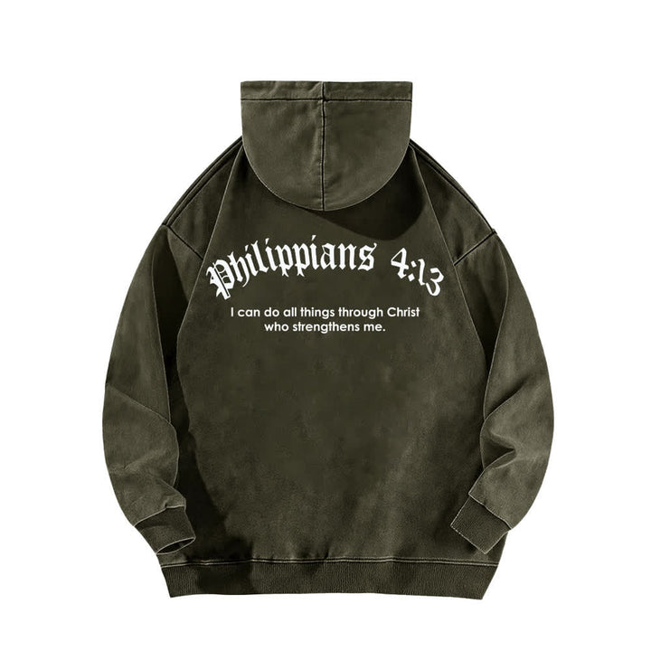 Christianartworkshop Philippians 4:13 Gothic Back Print Cross Washed Hoodie - image 10