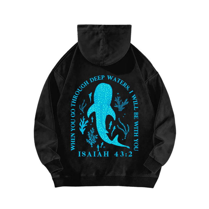 Christianartworkshop Deep Waters Isaiah 43:2 Whale Shark Washed Hoodie - image 4