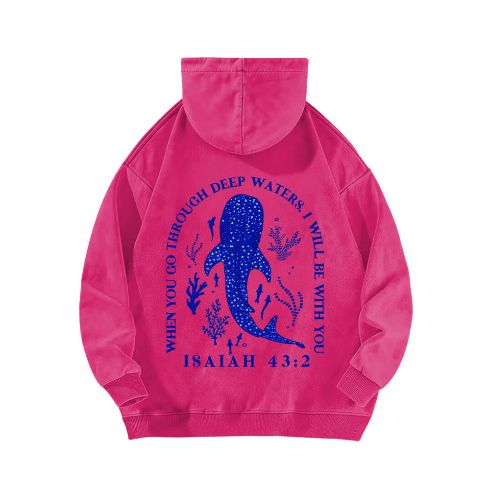 Christianartworkshop Deep Waters Isaiah 43:2 Whale Shark Washed Hoodie - image 16