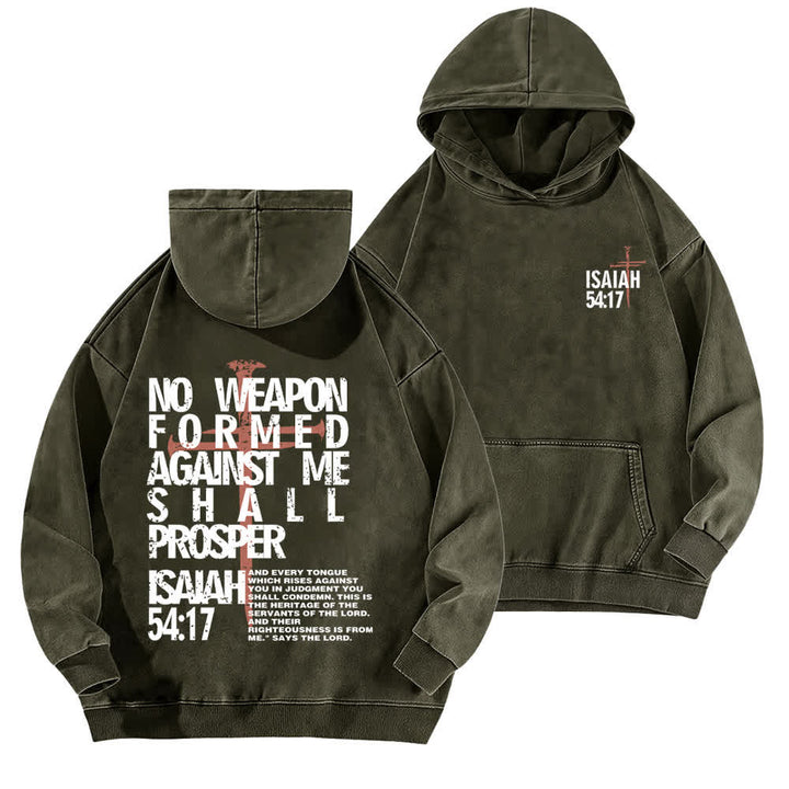 Christianartworkshop No Weapon Formed Against Me Washed Hoodie - Army Green - 5XL - image 9