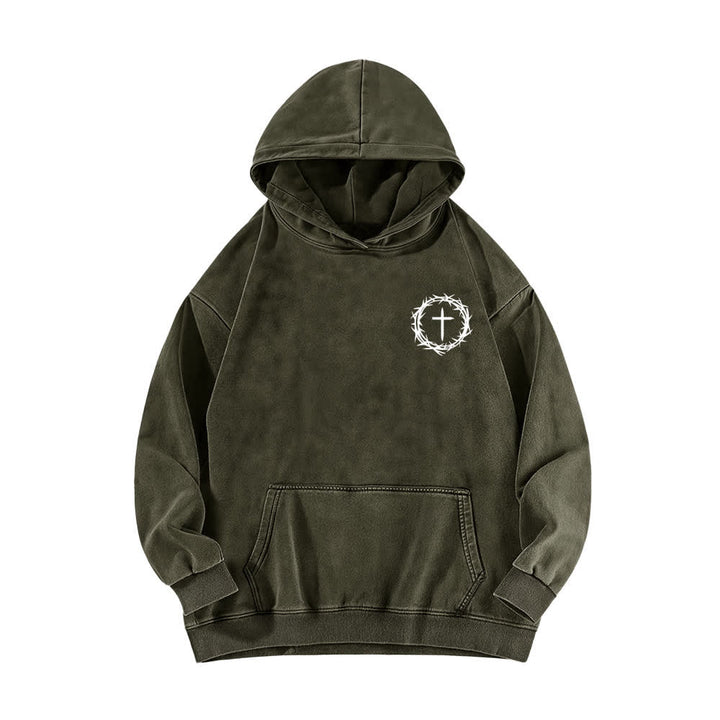 Christianartworkshop A Lot Can Happen In 3 Days Thorn Cross Washed Hoodie - image 5